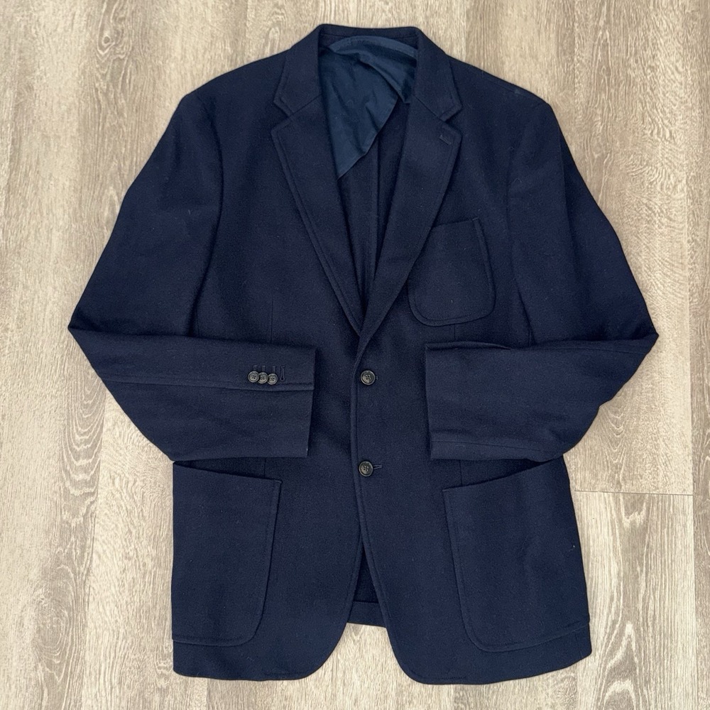 Banana Republic Mario Bellucci Wool Unlined Blazer Men's 44L Slim Navy Blue